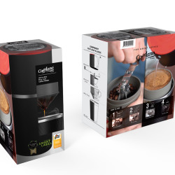 Cafflano Klassic hordozható kávéfőző (fekete) + daráló