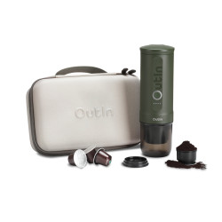 Outin Nano (Forest Green) szett - utazó kávéfőző + védőtok