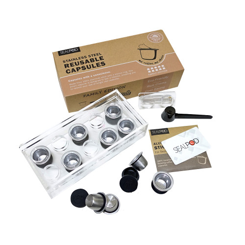 10x újratölthető SEALPOD kapszula + 120 db Nespresso ® tető